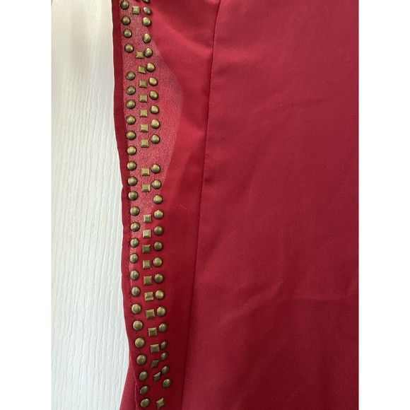 Mi ami Maroon Studded Ruffle Sleeve Blouse Size Small - Picture 10 of 12